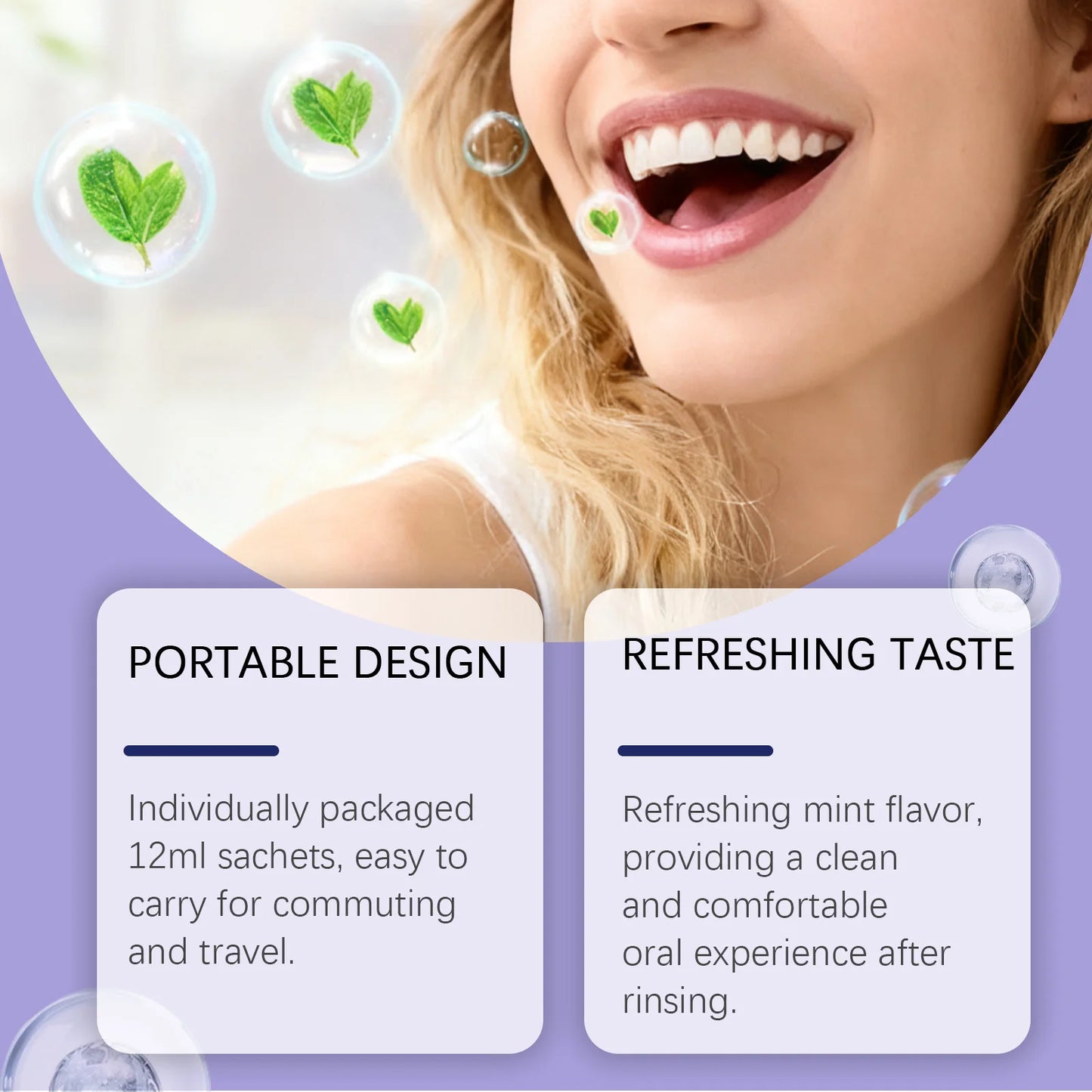 20PCS Purple Mouthwash Strips Fresh Mint Breath Refresh Travel Size Oral Care Daily Hygiene Portable Rinse