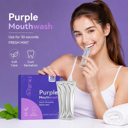 20PCS Purple Mouthwash Strips Fresh Mint Breath Refresh Travel Size Oral Care Daily Hygiene Portable Rinse