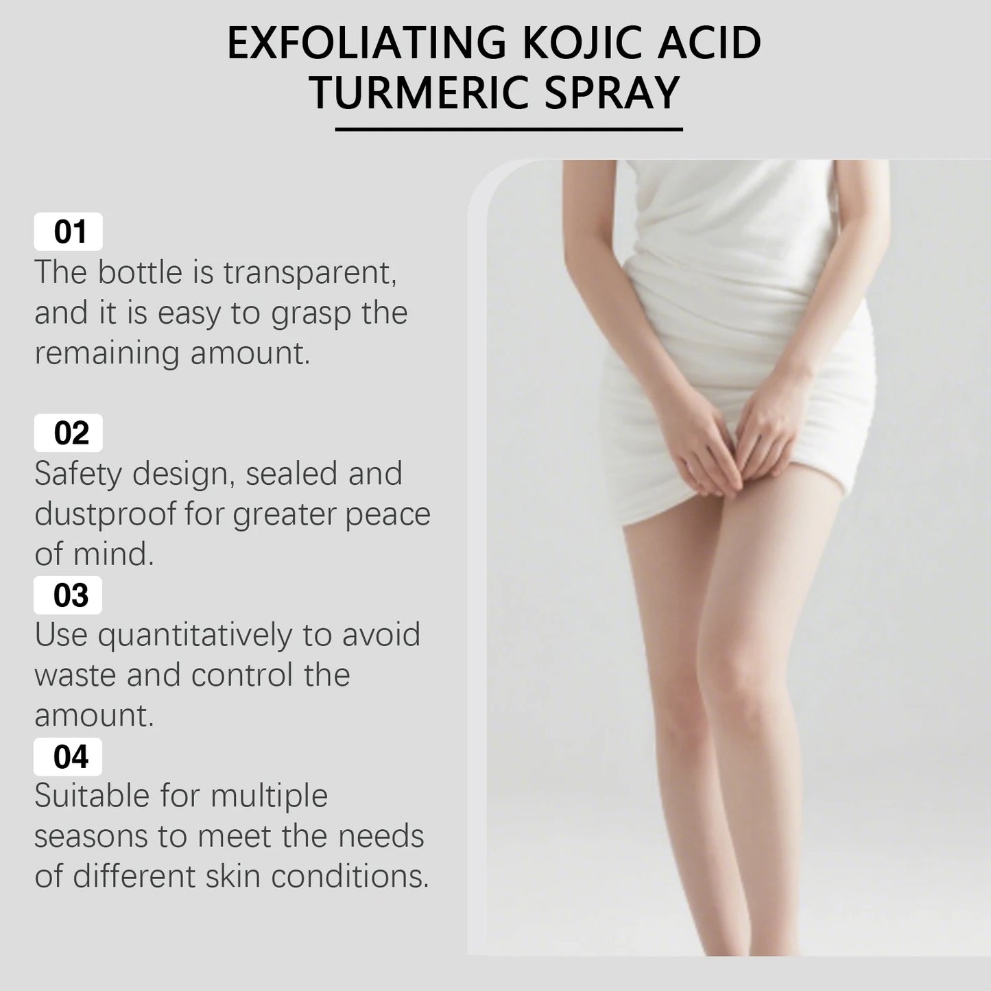 Kojic Acid Turmeric Spray Exfoliating Body Spray Brightening Smoothing Dull Skin Hydrating Body Keratin Care All Skin Types