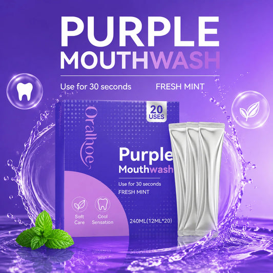 20PCS Purple Mouthwash Strips Fresh Mint Breath Refresh Travel Size Oral Care Daily Hygiene Portable Rinse