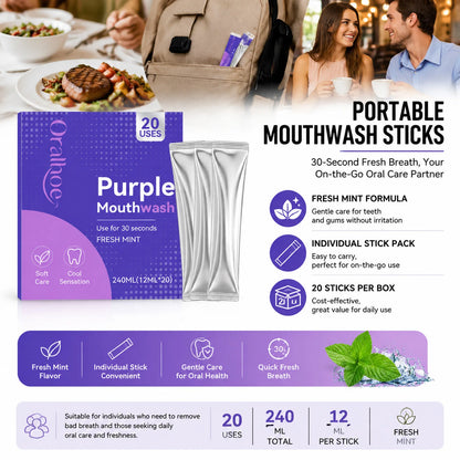 20PCS Purple Mouthwash Strips Fresh Mint Breath Refresh Travel Size Oral Care Daily Hygiene Portable Rinse