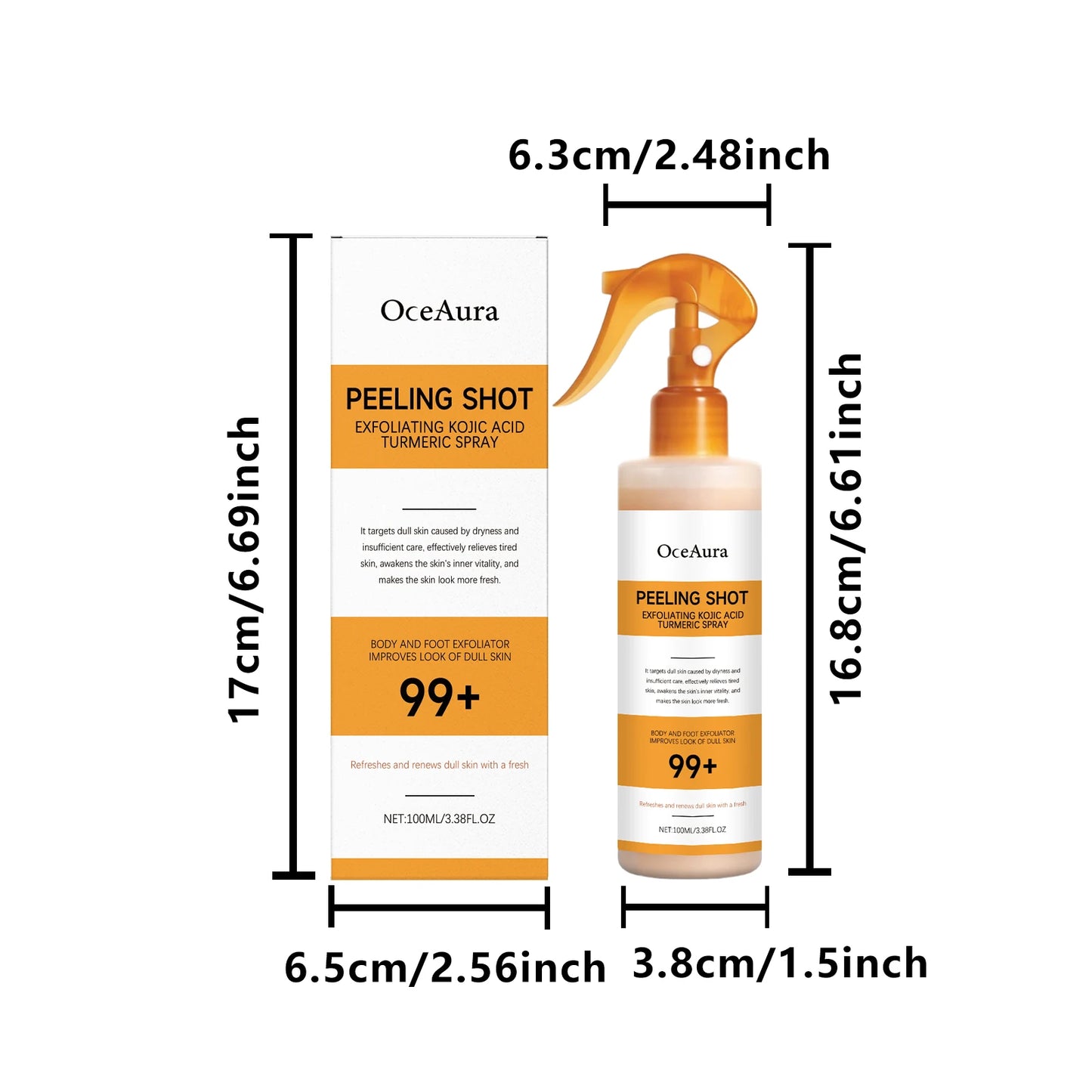 Kojic Acid Turmeric Spray Exfoliating Body Spray Brightening Smoothing Dull Skin Hydrating Body Keratin Care All Skin Types