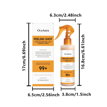 Kojic Acid Turmeric Spray Exfoliating Body Spray Brightening Smoothing Dull Skin Hydrating Body Keratin Care All Skin Types